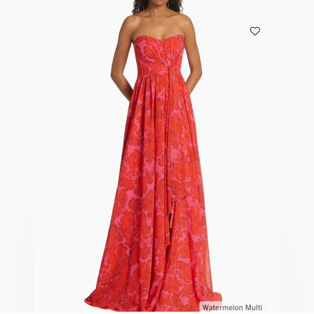 Badgley Mischka Dress Red New Luxury - Picture 2 of 15